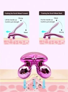 4D 滾輪紫色按摩儀手動 V 型臉部拉提 4 輪 Y 型滾輪 360 旋轉消脂保養工具