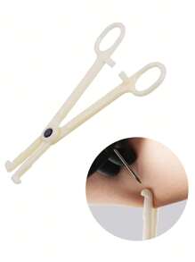 1pc Female Piercing Tool Disposable Plastic Needle Holder For Round, Slanted, Triangle Tips - White - View 3
