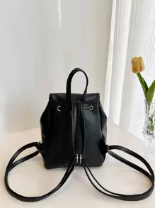 1 Ba lô thời trang phong cách cún con màu trơn để đi lại, túi đi học, di động, ngăn đựng máy tính xách tay, sức chứa lớn, dành cho nữ tuổi teen, nữ sinh viên đại học, đại học, trung học cơ sở, trung học phổ thông, ngoài trời, du lịch, đi chơi, trường tiểu học, văn phòng - màu đen - Xem 5