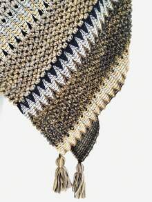 1pc Women's Loose Mid-Length Fringe Poncho Cardigan Sweater Shawl Cloak Knitted Blanket Scarf, Suitable For Autumn/Winter And Daily Use - Coffee Brown - View 4