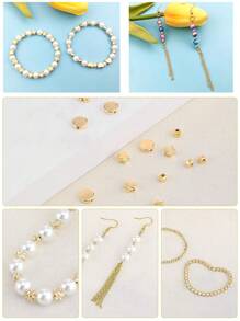 100 件时尚塑料金色星形心形圆形 DIY 串珠手链项链隔珠女士珠宝制作配件串珠