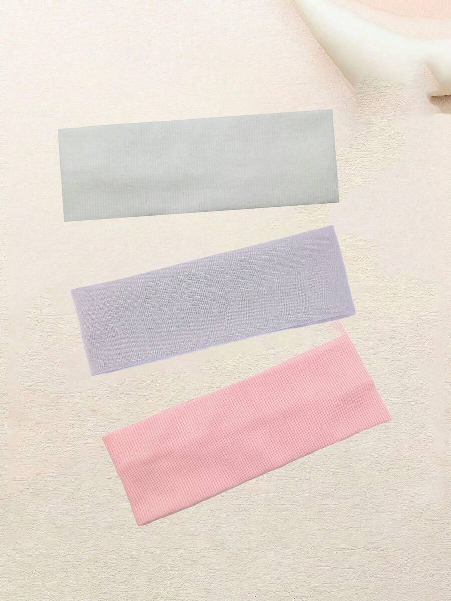 3入組針織運動頭帶(純色),男女士適用於健身和瑜伽