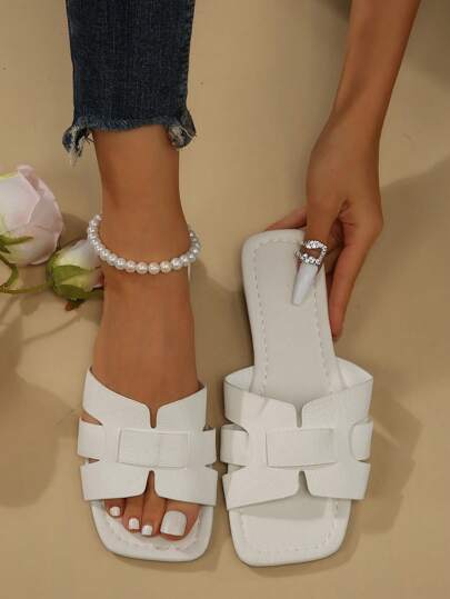 女士扁平時尚戶外休閒涼鞋,pu皮革