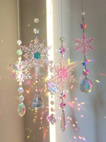 4pcs Acrylic Crystal Snowflake Decorations For Christmas Tree Ornament - Multicolor - View 5