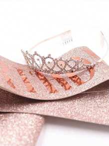 2pcs Birthday Girl Decorative Sash & Rhinestone Decor Hair Hoop Set For Women - Champagne - View 3