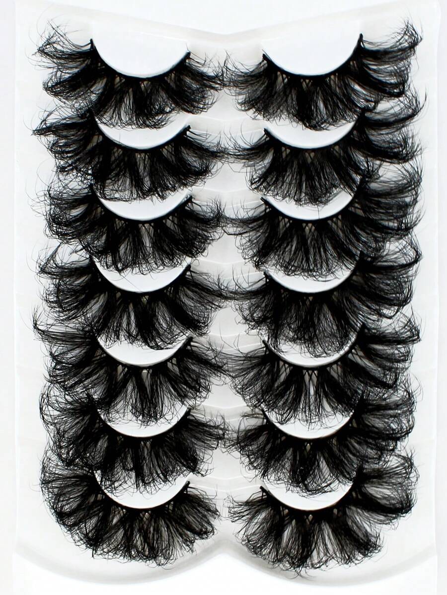 ICHICKISS 7對條紋睫毛,自然柔軟蓬鬆的貂毛3d假睫毛,為眼睛打造捲翹效果,讓眼睛看起來更具吸引力。整套含有瞬時分明效果 使眼角看起來更長且瞳孔更明亮。美容產品