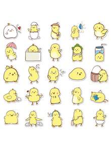 50入組卡通小黃雞塗鴉貼紙,diy裝飾貼紙 - 彩色 - 查看 2