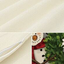 4 件裝聖誕主題亞麻枕套,黑白格子,聖誕老人,聖誕樹,雪人,紅色字母印花 - 紅色聖誕老人-4pcs - 查看 5