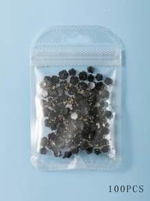 104 Pcs/Set 3D Kawaii Matte Black Rose Flower Sparkling Resin Multi-Model Mix Nail Art Decoration Parts DIY Spring And Summer Solid Color Flat Back Camellia Mixed Sizes Golden Steel Beads Rhinestone Sunflower Suitable For Party Casual Cute Girl Art Nail Art Accessories Four Seasons Style Japanese And Korean Style Nail Charms Nail Gems Nail Supplies