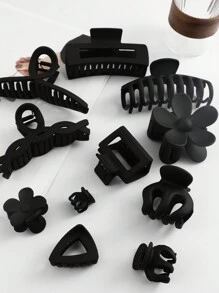 11pcs Women's Hair Claw Clips For Daily Use Casual - Black - View 4