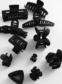 11pcs Women's Hair Claw Clips For Daily Use Casual - Black - View 2