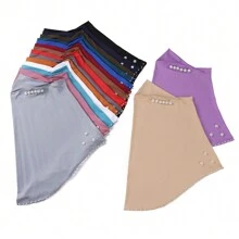 1pc Women's Full Coverage Pearl Hijab - Dusty Purple - View 3