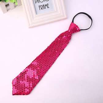 1pc Unisex Adjustable No Tie Reflective Sequin Beaded Casual Fashion Necktie For Party, Holiday, Stage Performance, Valentine'S Day, Christmas Street