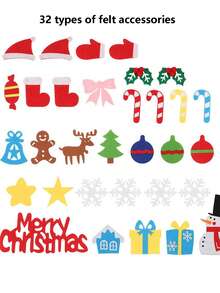 1set 32pcs 100cm Diy Felt Christmas Tree For Toddlers With Detachable Ornaments, Perfect Decoration For Boys/girls Christmas Gifts, Home/door Wall Decor - Multicolor - View 5