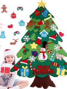 1set 32pcs 100cm Diy Felt Christmas Tree For Toddlers With Detachable Ornaments, Perfect Decoration For Boys/girls Christmas Gifts, Home/door Wall Decor - Multicolor - View 4