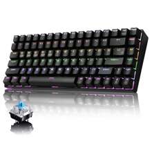 Wireless Gaming Keyboard Mechanical Blue LED Backlit Bluetooth 5.0/Wireless 2.4G/Wired 84 Keys Mini Keyboard With Rechargeable 3000mAh Battery Brown Switches Type-C USB Receiver For Windows Gaming PC - 黑色混光 - 查看 1