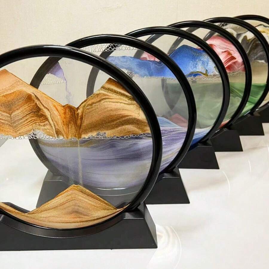 3D Moving Sand Art Picture Round Glass Deep Sea Sandscape Hourglass