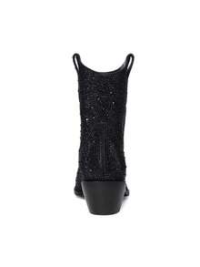Heafell Của phụ nữ Pha lê Giày ống Cô gái cao bồi Phương Tây Bling Giày Boots Cowboy Long lanh Mắt cá chân Giày ống Ngắn Sợi tổng hợp Pha lê Pointed Toe Giày lười Giày dép Với Sáng bóng Dày Gót chân , Hoàn hảo Đối với Các bữa tiệc , Buổi hòa nhạc , Mua sắm , Âm nhạc Lễ hội , Mùa Thu Và Mùa Đông - màu đen - Xem 5