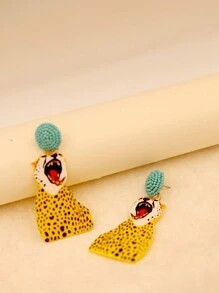 大尺寸款式耳環,手工珠子和丙烯酸雕花豹貓蝴蝶掛墜耳環,秋冬女性款式 - 動物 獵豹蝴蝶 種子珠耳釘 - 查看 5
