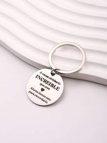 Móc khóa khẩu hiệu logo tròn dành cho nữ Street 1pc - Bạc - Xem 3
