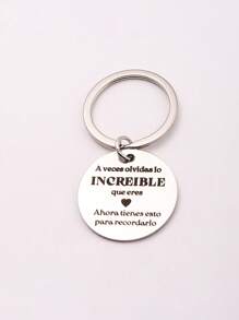 Móc khóa khẩu hiệu logo tròn dành cho nữ Street 1pc - Bạc - Xem 1