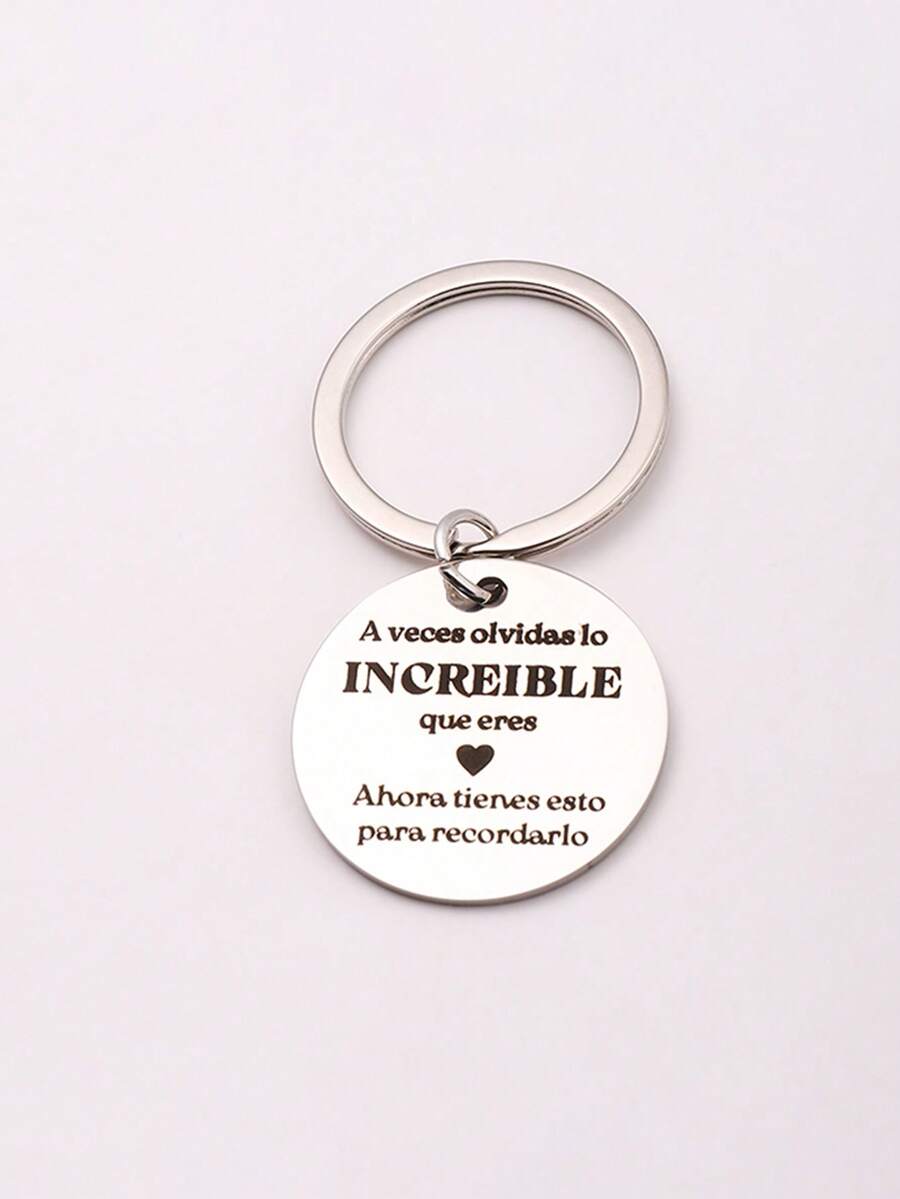 Móc khóa khẩu hiệu logo tròn dành cho nữ Street 1pc - Bạc - Xem 1