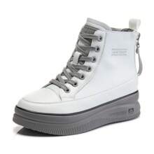 女用真皮靴子,2023 年新款,女式短靴,中筒靴,厚底,秋季女鞋