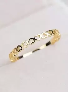 1入少女可愛心形戒指,適用於兒童生日禮物、派對珠寶、日常裝飾 - 金黃色 - 查看 1