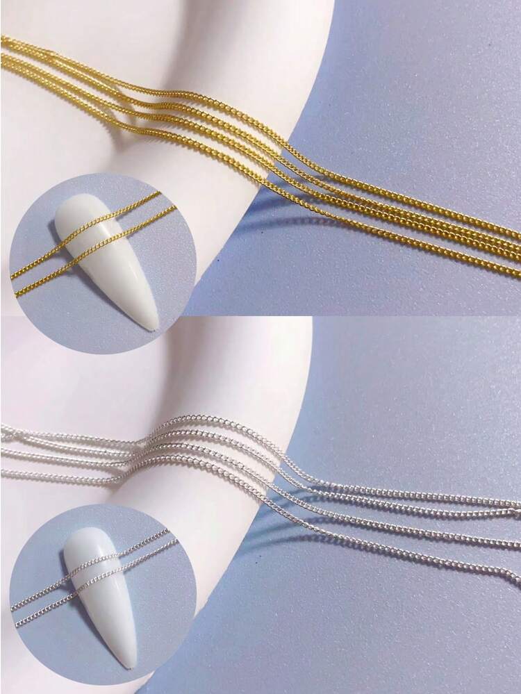 1 Pack 1M Length Nail Art Decoration Chain, Nail Decor Chain Design, Y2K Punk Style DIY, Popular In Japan And Korea, Nail Salon Supplies, Nail Jewelry, Nail Gems