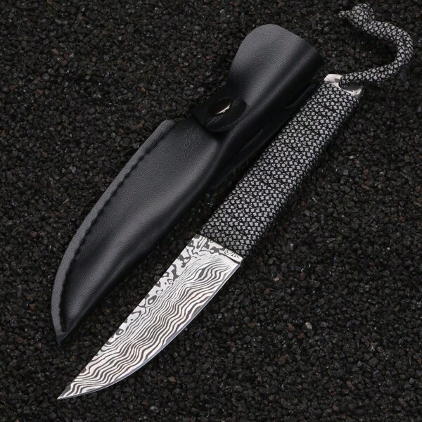 Multifunctional Knife With Sheath: Hand Forged Fixed Blade Knife For Outdoor Camping And Hunting