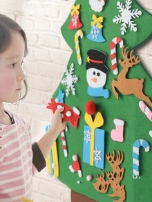 1set 32pcs 100cm Diy Felt Christmas Tree For Toddlers With Detachable Ornaments, Perfect Decoration For Boys/girls Christmas Gifts, Home/door Wall Decor - Multicolor - View 7