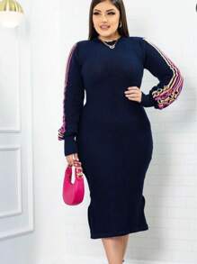 Women Sweater Dresses - Màu xanh hải quân - Xem 2