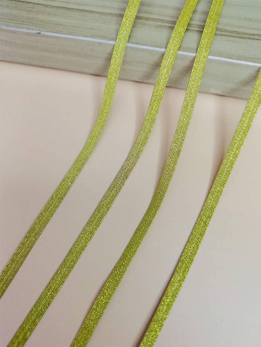 1 Roll 1m Embroidery Thread 0.6cm Golden Woven Ribbon Uniform Shoulder Patch Decoration Gold Shiny Accessory - Gold - View 1