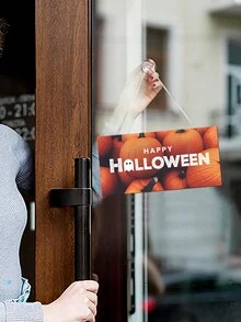 1入組萬聖節快樂木牌家居裝飾藝術配件,南瓜牆掛客廳廚房牆飾,農村農家掛牌裝飾6 X 12/4 X 8 英寸 - 彩色 - 查看 3