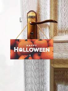 1入組萬聖節快樂木牌家居裝飾藝術配件,南瓜牆掛客廳廚房牆飾,農村農家掛牌裝飾6 X 12/4 X 8 英寸 - 彩色 - 查看 1