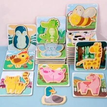 2 rompecabezas de madera con cocodrilo y avion madera - Multicolor - Ver 1