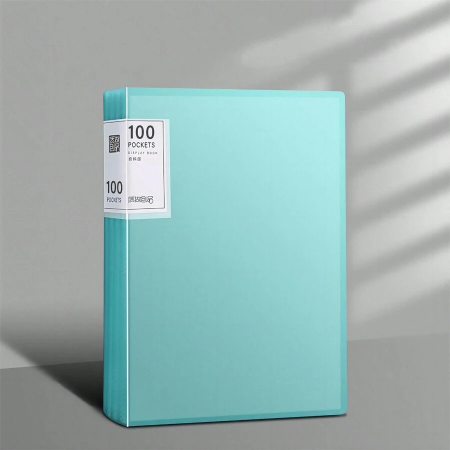 1pc A4 File Folder With Plastic Sleeves, 100pcs/30pcs Document Organizing Binder, Multiple Colors Available,Back To School,School Supplies - Green - View 1