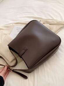 New Arrival Fashionable All-Season Solid Color Large Capacity Tote Bag, Water Bucket Shaped, Suitable For Casual And Commuting, Can Be Used As Shoulder Or Crossbody Bag For Women, Business Casual Woman Bag Perfect For Office Business And Work