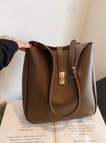 New Arrival Fashionable All-Season Solid Color Large Capacity Tote Bag, Water Bucket Shaped, Suitable For Casual And Commuting, Can Be Used As Shoulder Or Crossbody Bag For Women, Business Casual Woman Bag Perfect For Office Business And Work