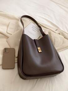 New Arrival Fashionable All-Season Solid Color Large Capacity Tote Bag, Water Bucket Shaped, Suitable For Casual And Commuting, Can Be Used As Shoulder Or Crossbody Bag For Women, Business Casual Woman Bag Perfect For Office Business And Work