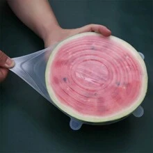 6入組矽膠彈力蓋子,可重複使用和耐用食物貯藏套,洗碗機和冰箱安全的,廚房用具 - 白色 - 查看 3