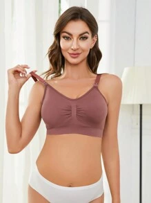 3 pezzi di reggiseni per l'allattamento e la maternità in nylon, nei colori nero, bordeaux e nude, sexy, comodi, senza cuciture e senza fili, con apertura frontale per il sostegno durante l'allattamento