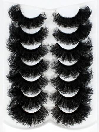 ICHICKISS 7 Pairs Russian Strip Lashes Natural Looking Soft & Fluffy Mink Lashes 3D False Eyelashes Russian Volume Eyelashes Fake Eyelashes Dramatic Messy Mink Lashes Wispy Long Foxy Eye Lifting Look Eyelash Extension Kit Full Eyelash Strip To Lengthen And Volumize The Outer Corner Of Your Eye Beauty Makeup