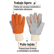 Guantes carnaza y loneta, uso ligero, Truper - Naranja - Ver 2