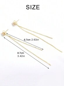 1 đôi Dài Dây điện Tua Ống xâu dây Ngọc trai Giả Chuỗi Leo Ngôi sao Tim Hạt Mặt dây chuyền Thả hoa tai Đối với Của phụ nữ Thẳng Treo Hoa tai - Vàng - Xem 2