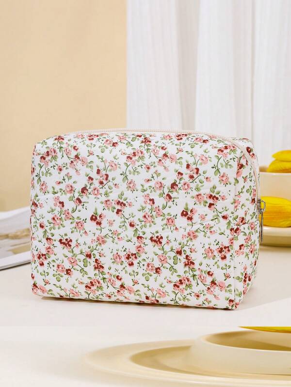 Large Capacity Makeup Bag With Ditsy Floral, Y2K Aesthetic Handheld Cosmetic Bag, Portable Makeup Tool Bag, Foldable Travel Cosmetic Organizer Pouch For Women, Makeup Bag Makeup Pouch Skincare Bag Toiletry Bag Packing Cubes, Travel Essentials Cruise Essentials Storage Makeup Organizer Makeup Case Makeup Travel Toiletry Organizer Essentials Gifts Storage Zipper Accessories Nail