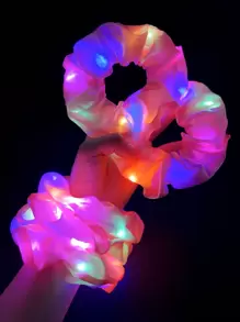 8 件装女士 LED 发光发圈套装，3 种灯光模式，完美适用于音乐会、派对、酒吧和晚宴等场合，多巴胺发圈，休闲马尾辫