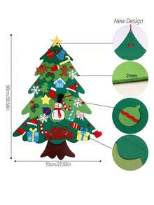 1set 32pcs 100cm Diy Felt Christmas Tree For Toddlers With Detachable Ornaments, Perfect Decoration For Boys/girls Christmas Gifts, Home/door Wall Decor - Multicolor - View 8