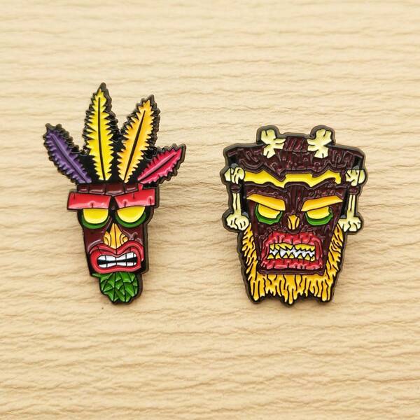 2pcs/set Savage Brooch Enamel Badge Jewelry Gift Zinc Alloy Black Plated