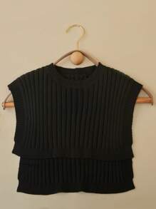 1pc Knitted Shawl Women's Multi-purpose Shawl And False Collar For Work - Black - View 4